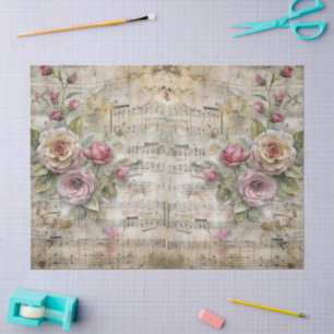 Papier Mousseline Partition florale vintage victorienne