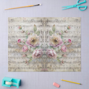 Papier Mousseline Partition florale vintage victorienne