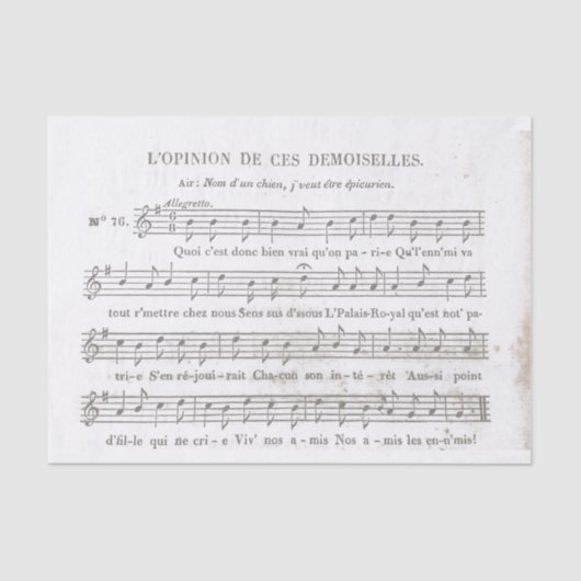 Papier Mousseline Partition française historique pour découpage (Recto)