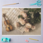 Papier Mousseline Partition Musique Violon Fleurs Romantique Découpa (Artisanat)