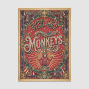 Papier Mousseline Pas mes singes ! Monsieur Loyal, Rouge et Or