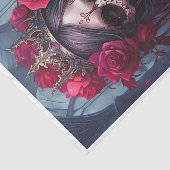 Papier Mousseline Passion & Douleur, Reine Sombre. Crâne gothique et (Détail)