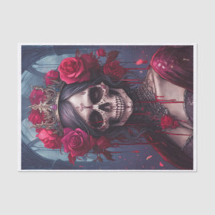 Papier Mousseline Passion & Douleur, Reine Sombre. Crâne gothique et