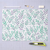 Papier Mousseline Pastel aquarelle branches pourpre et vert (Artisanat)