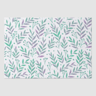 Papier Mousseline Pastel aquarelle branches pourpre et vert