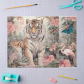 Papier Mousseline Pastel Aquarelle Florale Tigre Découpage (Artisanat)
