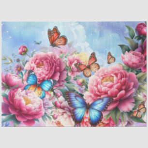 Papier Mousseline Pastel Aquarelle Florales & Papillons Découpage
