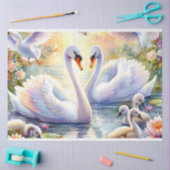 Papier Mousseline Pastel Aquarelle Swans Pittoresques Découpage (Artisanat)
