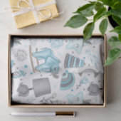 PAPIER MOUSSELINE PASTEL BLEU & GRAY BÉBÉ OBJETS DE GARÇON (Cadeau)