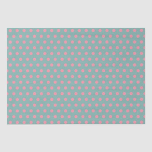 Papier Mousseline Pastel Bleu Sarcelle Rose Points (Recto)