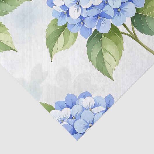 Papier Mousseline Pastel Blue Hydrangea Bouquet Pattern (Détail)