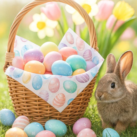 Papier Mousseline Pastel Blue Pink Easter Egg Pattern 