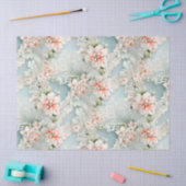 Papier Mousseline Pastel Blue & Rose Victorian Flores & Dentelles (Artisanat)