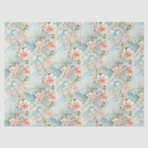 Papier Mousseline Pastel Blue & Rose Victorian Flores & Dentelles