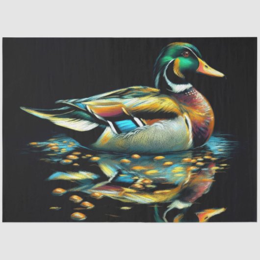 Papier Mousseline Pastel Dessin de canard sur l'eau (Recto)