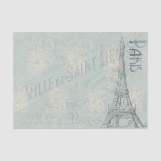 Papier Mousseline Pastel Eiffel Tower Paris et Script (Recto)