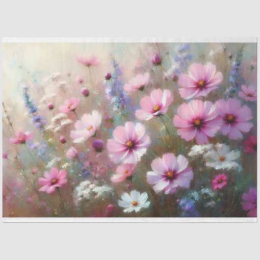 Papier Mousseline Pastel Fleur sauvage Impressionniste Peinture Déco (Recto)