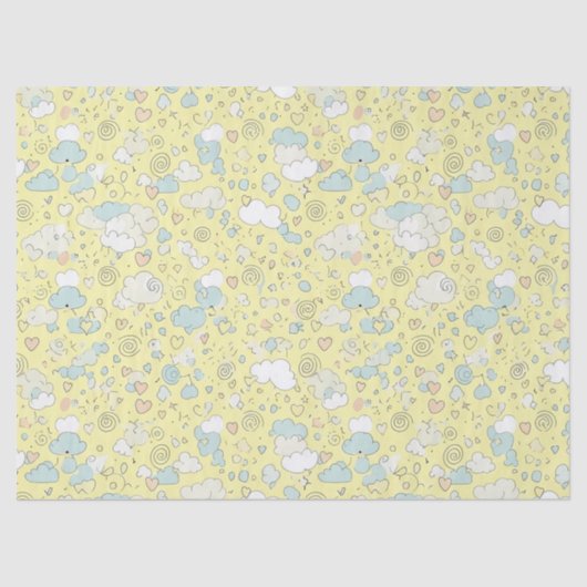 Papier Mousseline Pastel Hearts & Clouds Watercolor Dream (1) (Recto)