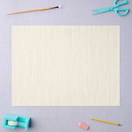 Papier Mousseline Pastel Lemon Yellow and White Stripes Pale Yellow (Artisanat)