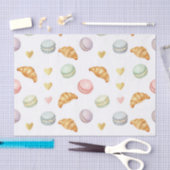 Papier Mousseline Pastel Macarons and Croissants Seamless Pattern (Artisanat)