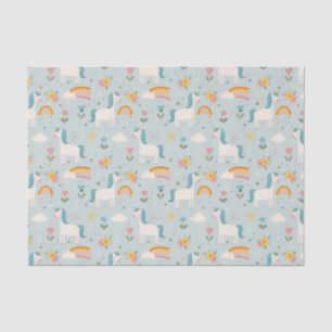 Papier Mousseline Pastel mignon Rainbow Unicorn Motif
