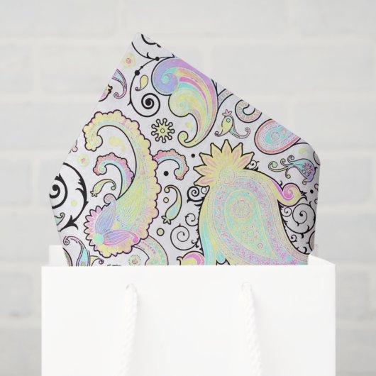 Papier Mousseline Pastel paisley (Sac cadeau)