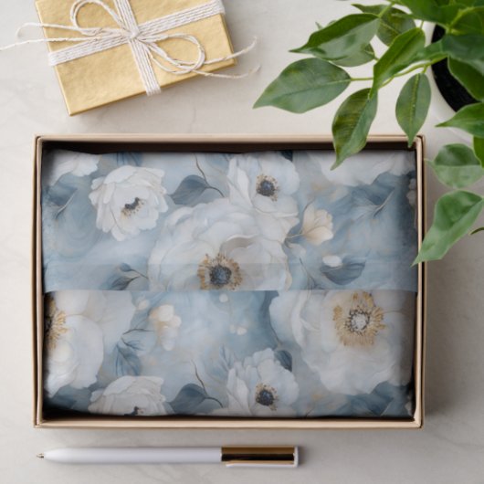 Papier Mousseline Pastel Peonies Découpage Papier Tissu (Cadeau)