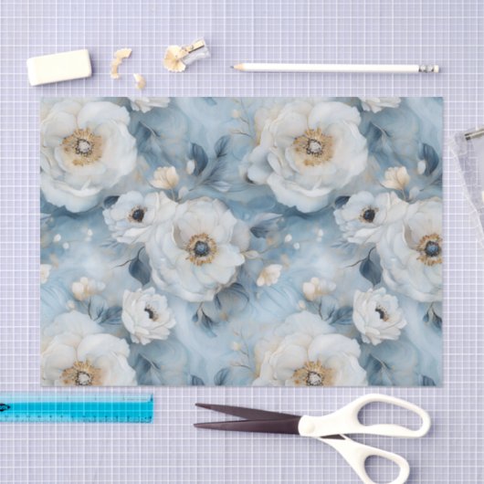 Papier Mousseline Pastel Peonies Découpage Papier Tissu (Artisanat)