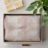 Papier Mousseline Pastel Pink Craft Textile Hearts Motif (Cadeau)