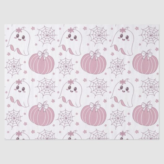 Papier Mousseline Pastel Pink Halloween Motif sans couture (3) (Recto)