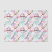 Papier Mousseline Pastel Pink & Mint Cupcake Baking Pattern (Recto)