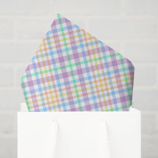 Papier Mousseline Pastel Plaid (Sac cadeau)