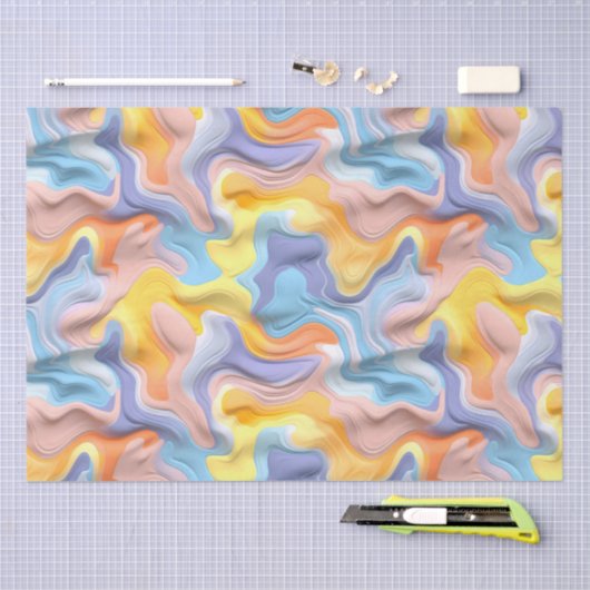Papier Mousseline Pastel Plastic Fluid Abstrait (Artisanat)