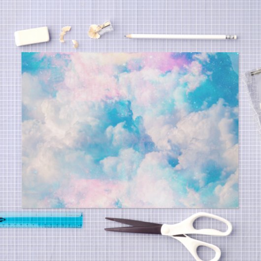 Papier Mousseline Pastel Rainbow Ciel nuageux (Artisanat)