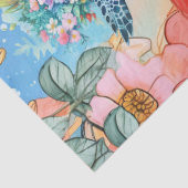 Papier Mousseline Pastel Rainbow Floral Sea Turtle (Détail)