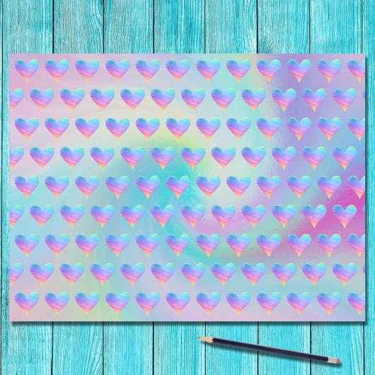 Papier Mousseline Pastel Rainbow Hearts Découpage Motif
