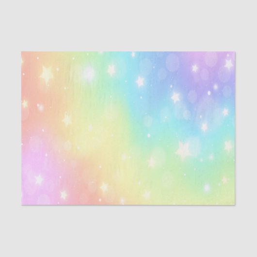 Papier Mousseline Pastel Rainbow Stars Découpage Papier Tissu (Recto)