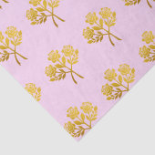Papier Mousseline Pastel Rose Faux Or Fleurs Rose Plutôt Floral (Détail)
