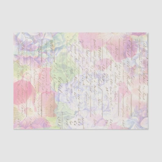 Papier Mousseline Pastel rose Vintage décolpage floral (Recto)