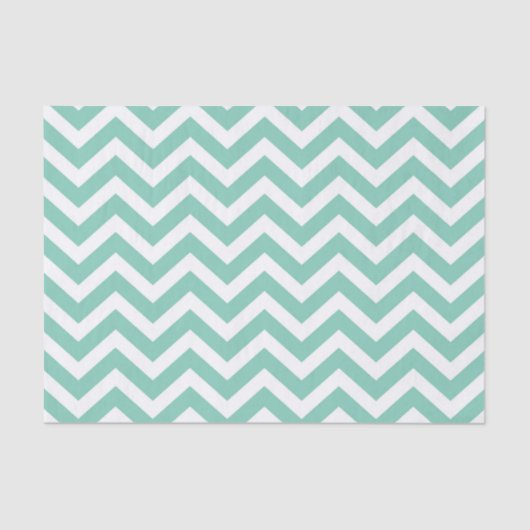 Papier Mousseline Pastel Turquoise & Blanc Chevron Mariage Anniversa (Recto)