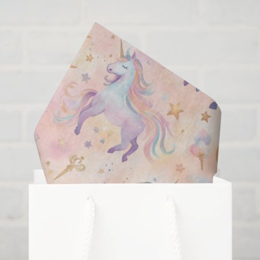 Papier Mousseline Pastel Unicorns Moons Filles Baby shower d'anniver (Sac cadeau)