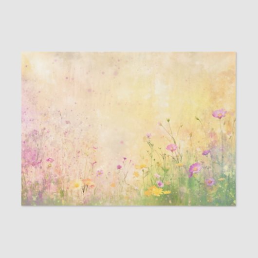 Papier Mousseline Pastel Wildflower Spring Meadow DZ5R Decoupage  (Recto)