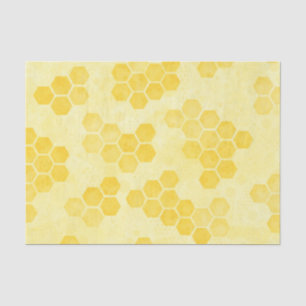 Papier Mousseline Pastel Yellow Honeycomb Motif