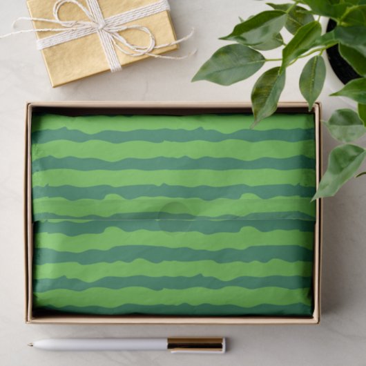 Papier Mousseline Pastèque à rayures vertes (Cadeau)