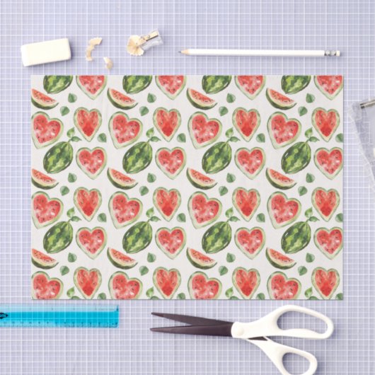 Papier Mousseline Pastèque Anniversaire Cœur Rouge Vert (Artisanat)