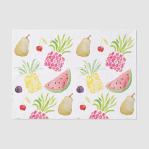 Papier Mousseline pastèque d'ananas aux cerises de fruits d'aquarell
