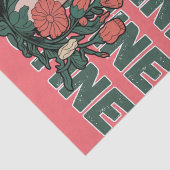 Papier Mousseline pastèque, fleurs et texte Palestine Répéter (Détail)