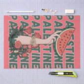 Papier Mousseline pastèque, fleurs et texte Palestine Répéter (Artisanat)