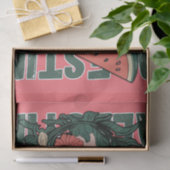 Papier Mousseline pastèque, fleurs et texte Palestine Répéter (Cadeau)