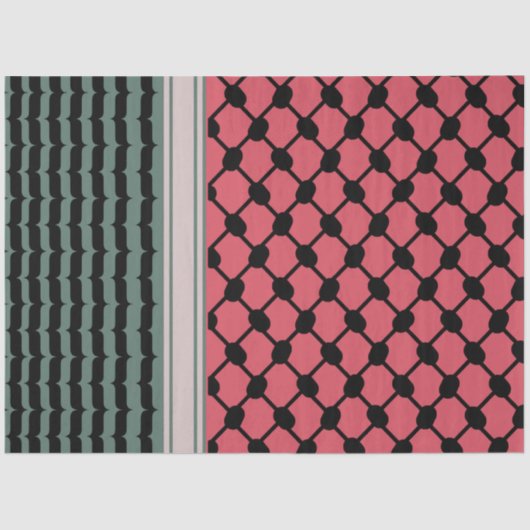 Papier Mousseline Pastèque palestinienne Hatta Keffiyeh Kufiya Folk (Recto)